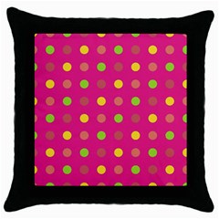 Polka Dots  Throw Pillow Case (black) by Valentinaart