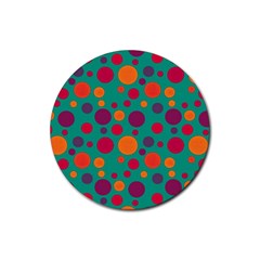 Polka Dots Rubber Round Coaster (4 Pack) 