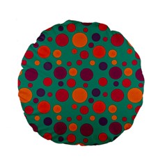 Polka Dots Standard 15  Premium Flano Round Cushions by Valentinaart