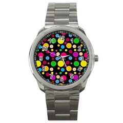 Polka Dots Sport Metal Watch by Valentinaart