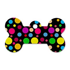 Polka Dots Dog Tag Bone (one Side) by Valentinaart