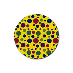 Polka Dots Rubber Round Coaster (4 Pack) 