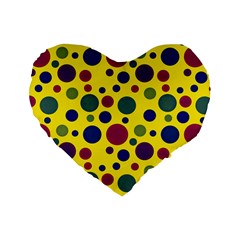 Polka Dots Standard 16  Premium Flano Heart Shape Cushions by Valentinaart