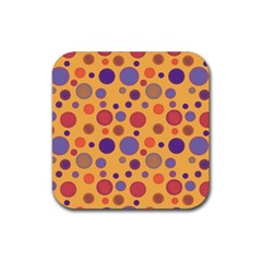 Polka Dots Rubber Coaster (square)  by Valentinaart