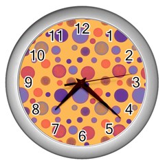 Polka Dots Wall Clocks (silver)  by Valentinaart