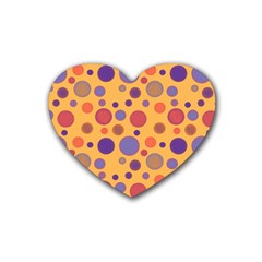 Polka Dots Rubber Coaster (heart)  by Valentinaart