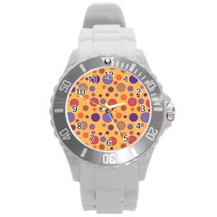 Polka Dots Round Plastic Sport Watch (l) by Valentinaart