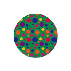 Polka Dots Rubber Coaster (round) 