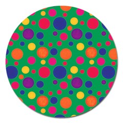 Polka Dots Magnet 5  (round) by Valentinaart