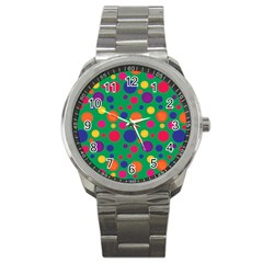 Polka Dots Sport Metal Watch by Valentinaart