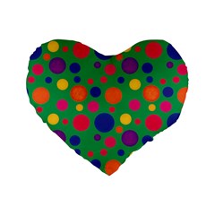 Polka Dots Standard 16  Premium Heart Shape Cushions by Valentinaart