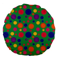 Polka Dots Large 18  Premium Flano Round Cushions by Valentinaart