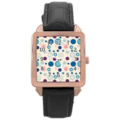 Polka Dots Rose Gold Leather Watch  by Valentinaart