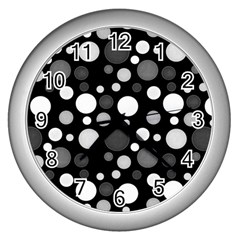 Polka Dots Wall Clocks (silver)  by Valentinaart