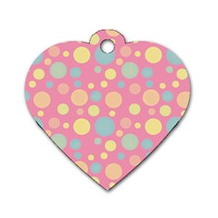 Polka Dots Dog Tag Heart (two Sides) by Valentinaart