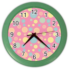 Polka Dots Color Wall Clocks by Valentinaart