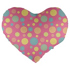 Polka Dots Large 19  Premium Flano Heart Shape Cushions by Valentinaart