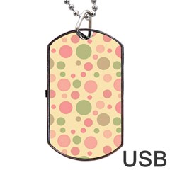 Polka Dots Dog Tag Usb Flash (one Side) by Valentinaart