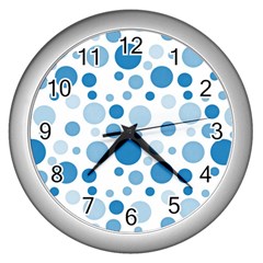 Polka Dots Wall Clocks (silver)  by Valentinaart