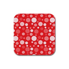 Polka Dots Rubber Square Coaster (4 Pack)  by Valentinaart