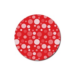 Polka Dots Rubber Round Coaster (4 Pack)  by Valentinaart