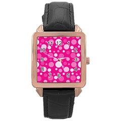 Polka Dots Rose Gold Leather Watch  by Valentinaart