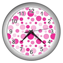 Polka Dots Wall Clocks (silver)  by Valentinaart