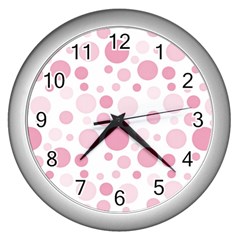 Polka Dots Wall Clocks (silver)  by Valentinaart