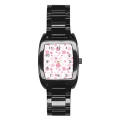 Polka Dots Stainless Steel Barrel Watch by Valentinaart