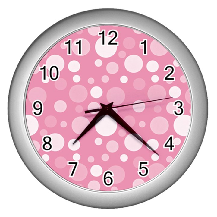 Polka dots Wall Clocks (Silver) 