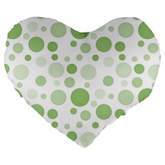 Polka Dots Large 19  Premium Flano Heart Shape Cushions by Valentinaart