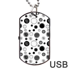 Polka Dots Dog Tag Usb Flash (one Side) by Valentinaart