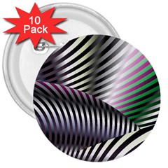 Fractal Zebra Pattern 3  Buttons (10 pack) 