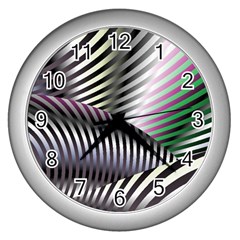 Fractal Zebra Pattern Wall Clocks (Silver) 