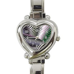 Fractal Zebra Pattern Heart Italian Charm Watch