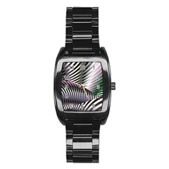 Fractal Zebra Pattern Stainless Steel Barrel Watch