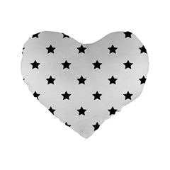 Stars Pattern Standard 16  Premium Flano Heart Shape Cushions by Valentinaart