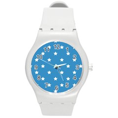 Stars Pattern Round Plastic Sport Watch (m) by Valentinaart