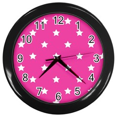 Stars Pattern Wall Clocks (black) by Valentinaart