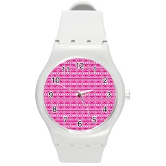 Pattern Round Plastic Sport Watch (m) by Valentinaart