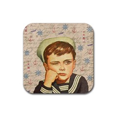 Little Sailor  Rubber Coaster (square)  by Valentinaart