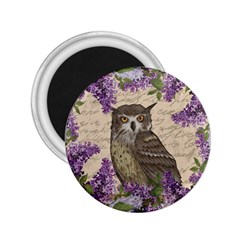 Vintage Owl And Lilac 2 25  Magnets by Valentinaart