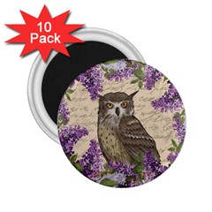 Vintage Owl And Lilac 2 25  Magnets (10 Pack)  by Valentinaart