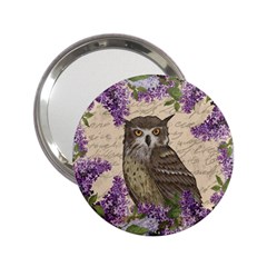 Vintage Owl And Lilac 2 25  Handbag Mirrors by Valentinaart