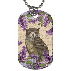 Vintage Owl And Lilac Dog Tag (two Sides) by Valentinaart