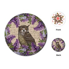 Vintage Owl And Lilac Playing Cards (round)  by Valentinaart