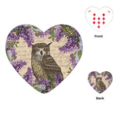 Vintage Owl And Lilac Playing Cards (heart)  by Valentinaart