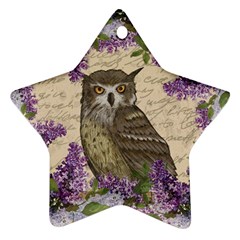 Vintage Owl And Lilac Star Ornament (two Sides) by Valentinaart