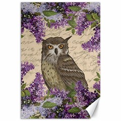 Vintage Owl And Lilac Canvas 12  X 18   by Valentinaart