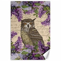 Vintage Owl And Lilac Canvas 24  X 36  by Valentinaart